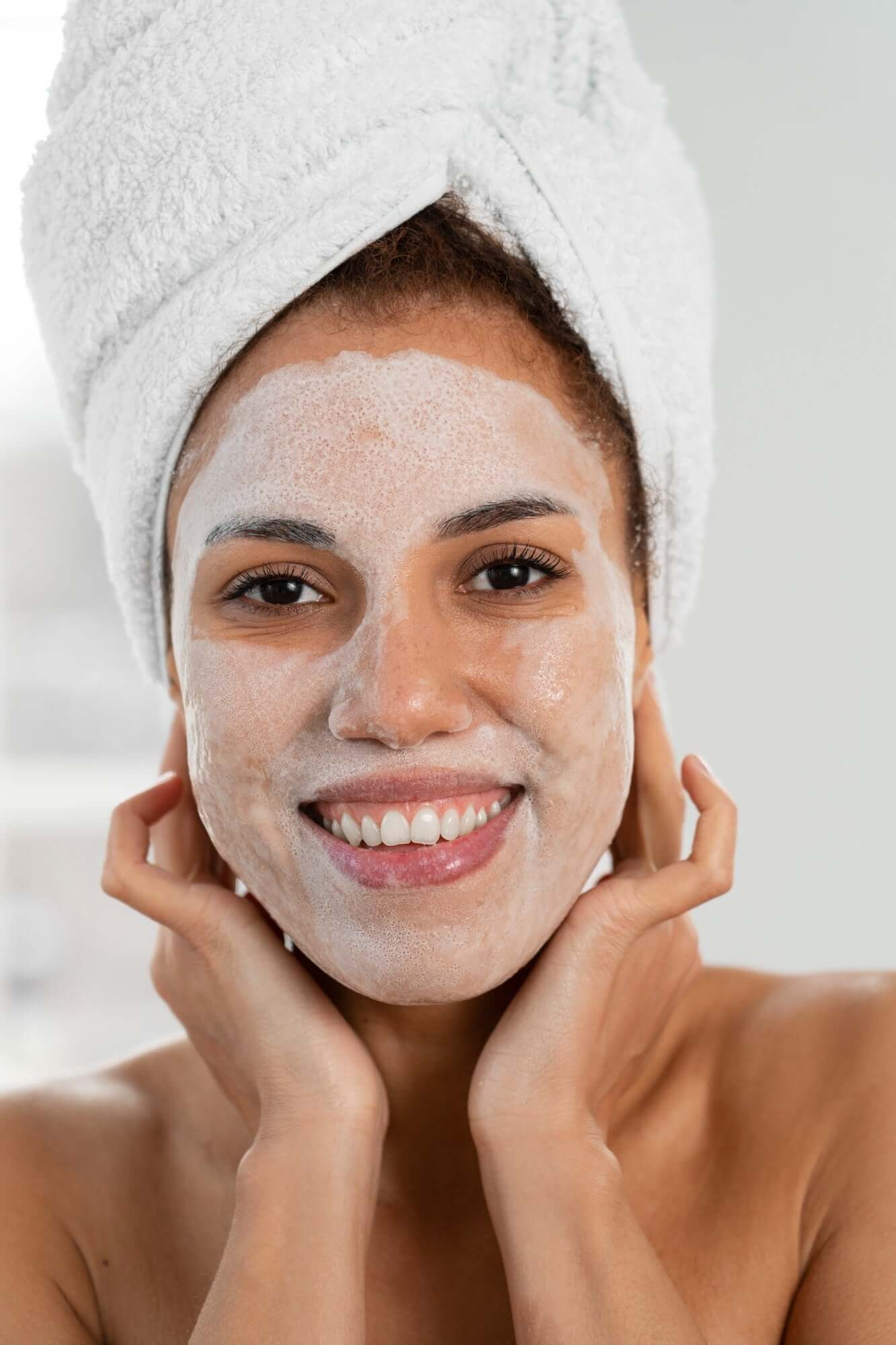 young woman with a face mask